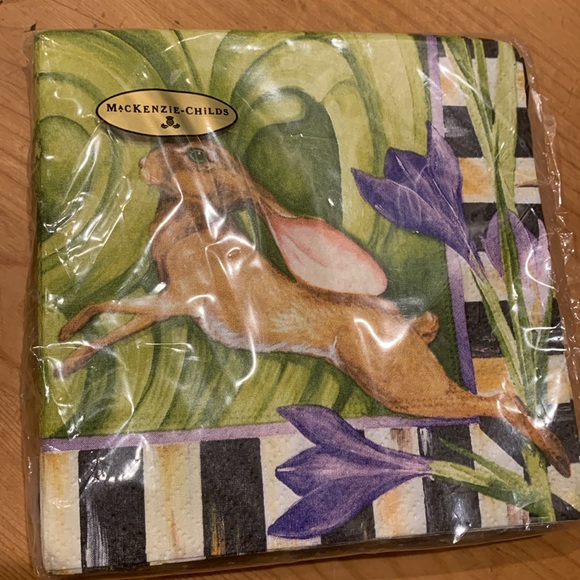 Brand New Rare Retired MACKENZIE CHILD'S Spring Hare Paper Napkins 20 Count Pack - Picture 6 of 7